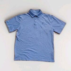 ARIAT TEK Heat Series Men's Size M Blue Short-Sleeve Performance Polo Shirt Logo